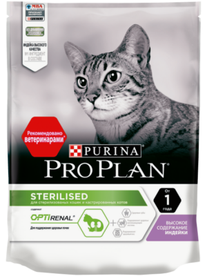 Сухой корм Purina Pro Plan для стерилизованных кошек и кастрированных котов, с индейкой, 1,5 кг